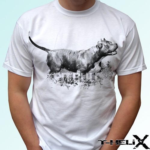 Shirt bianca design pitbull - t-shirt,
